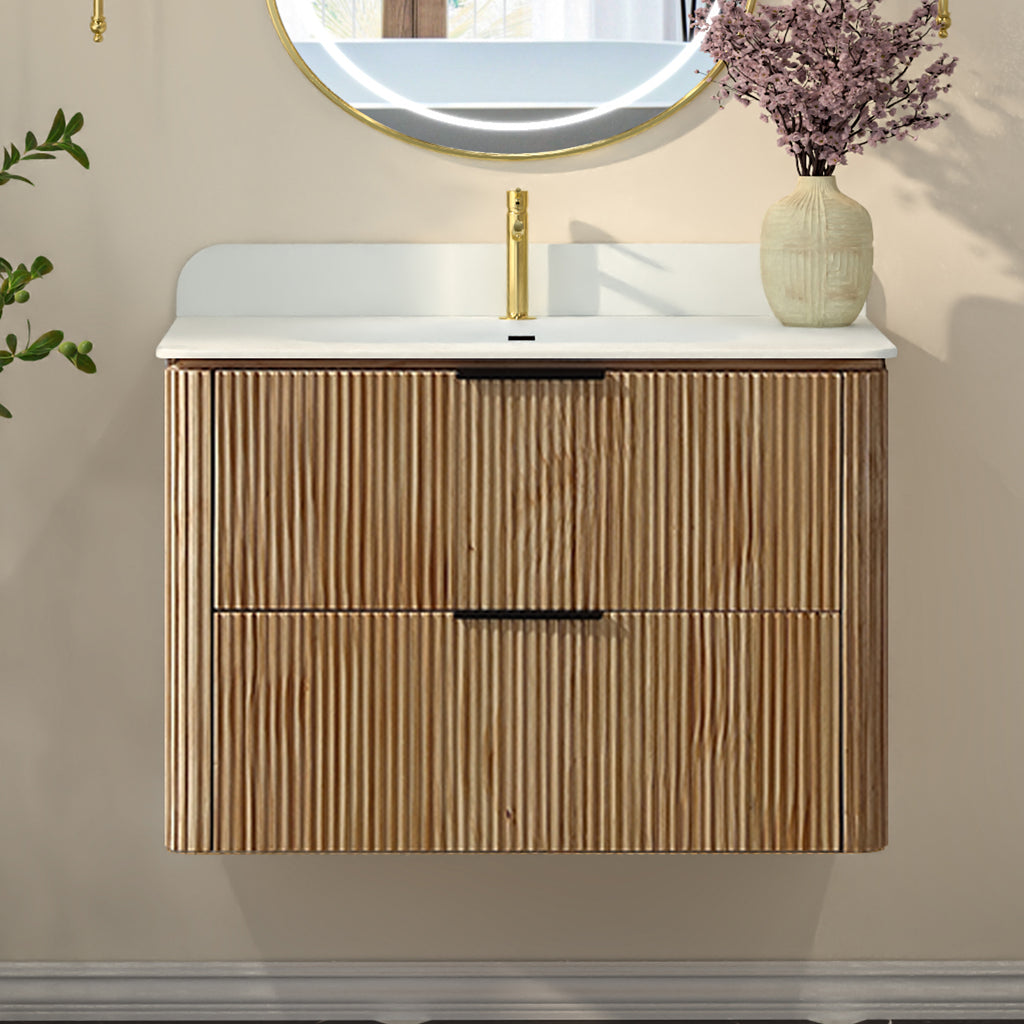 Mid-Century Modern Floating Bathroom Vanity with Sink