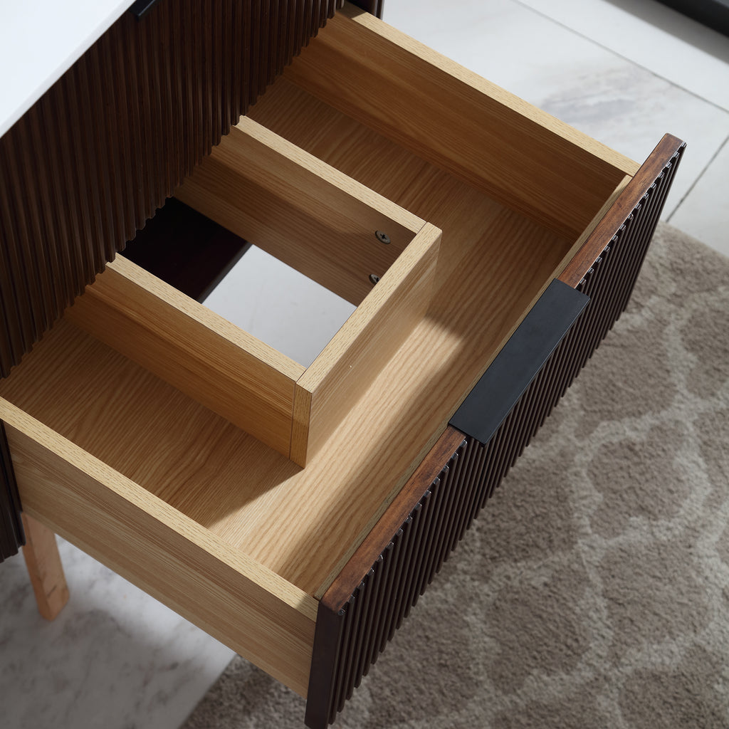 60-Inch Walnut Floating Bathroom Vanity with Double Sinks