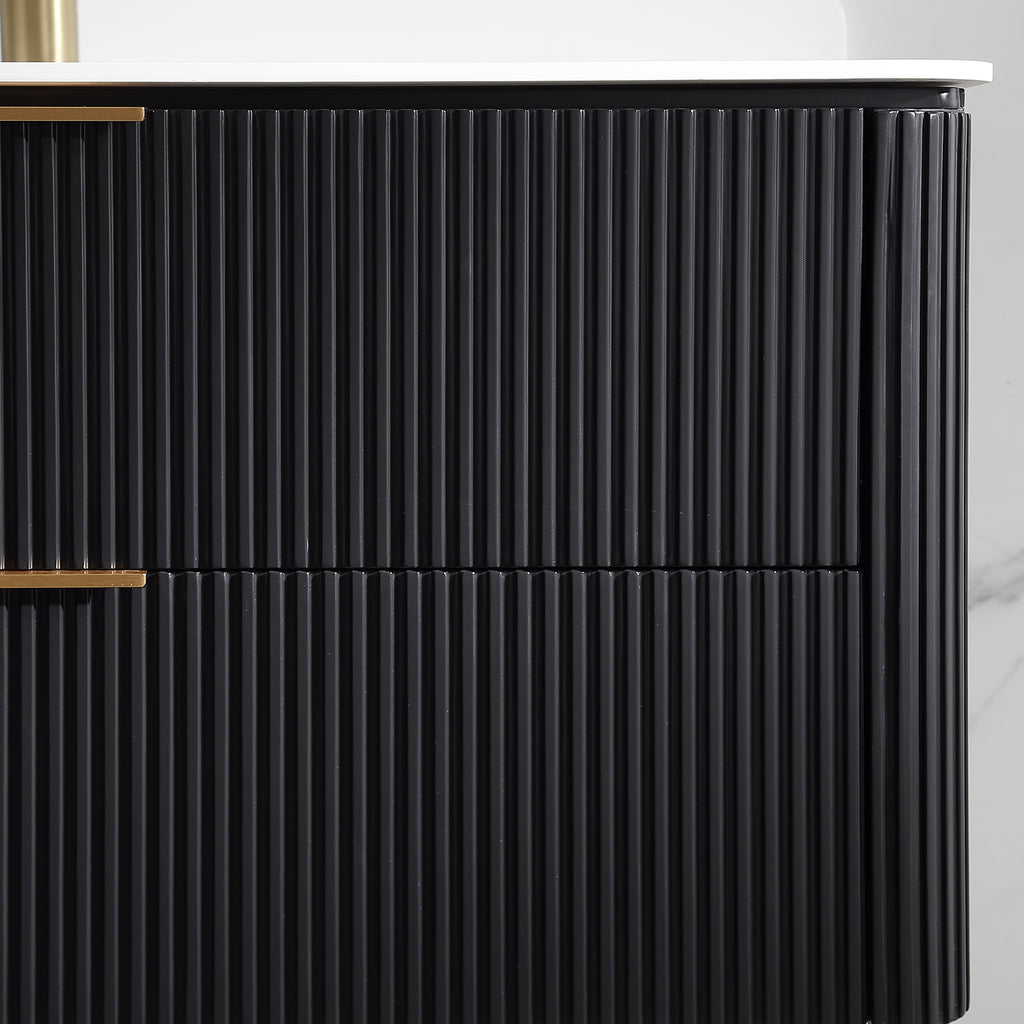 60-Inch Black Floating Bathroom Vanity with Double Sinks