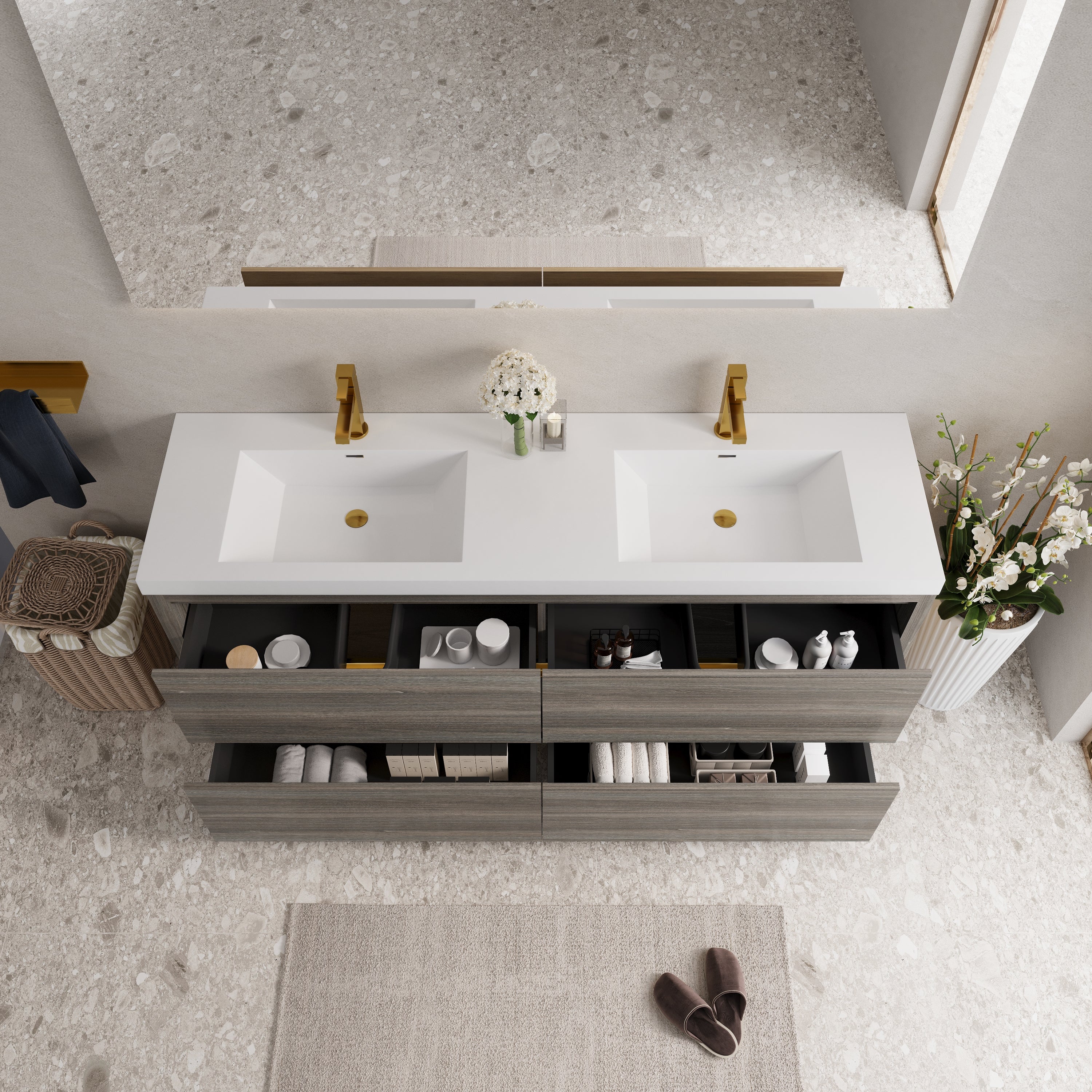 72 Inch Freestanding Vanity with Double Sinks
