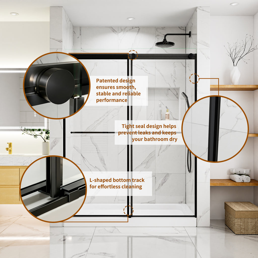 56-60"W x 76"H Glass Shower Doors for Walk in Shower