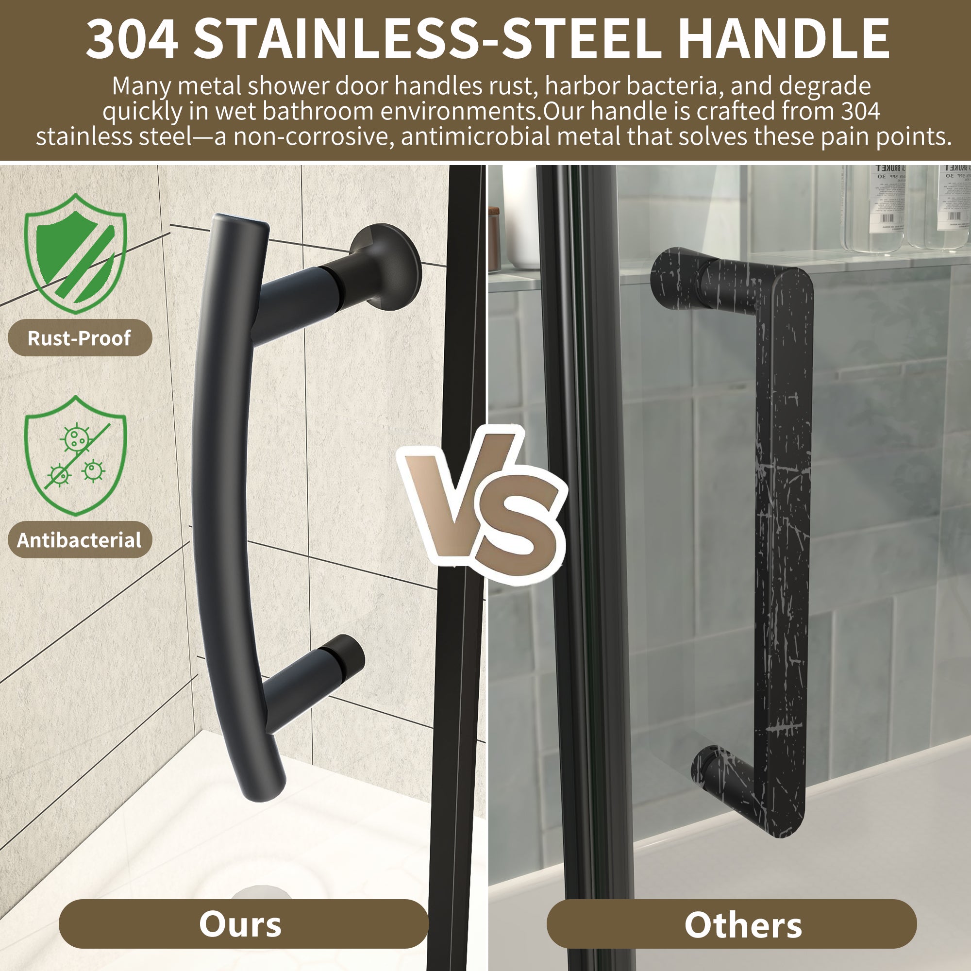 48"Wx35“Dx71”H Matte Black Semi-Frameless Shower Enclosure,1/4" Tempered Glass