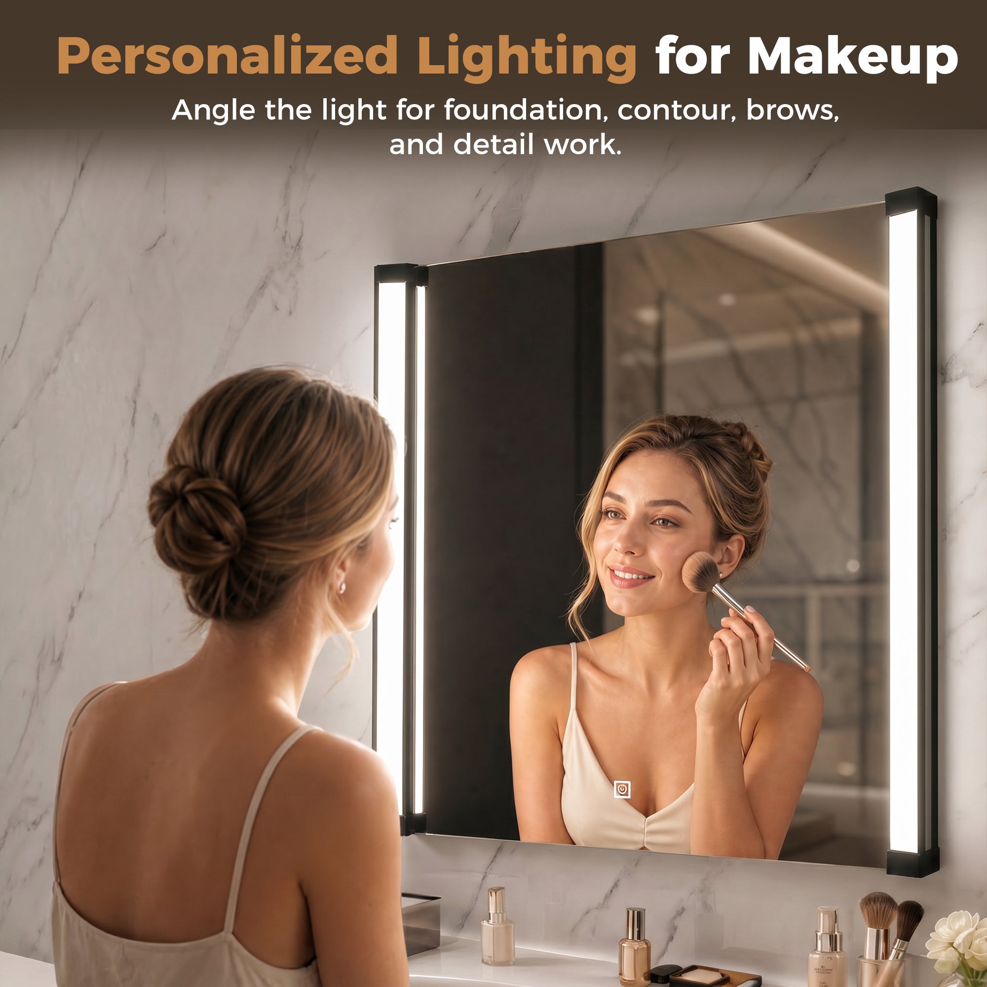 24"Wx32"H LED Vanity Mirror, 270° Rotatable LED Arms