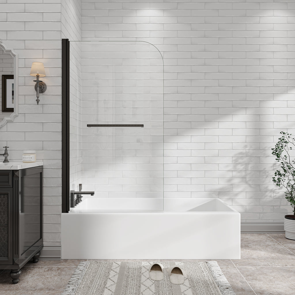31-32" W x 55" H Frameless 180° Pivot Shower Door for Bathtub