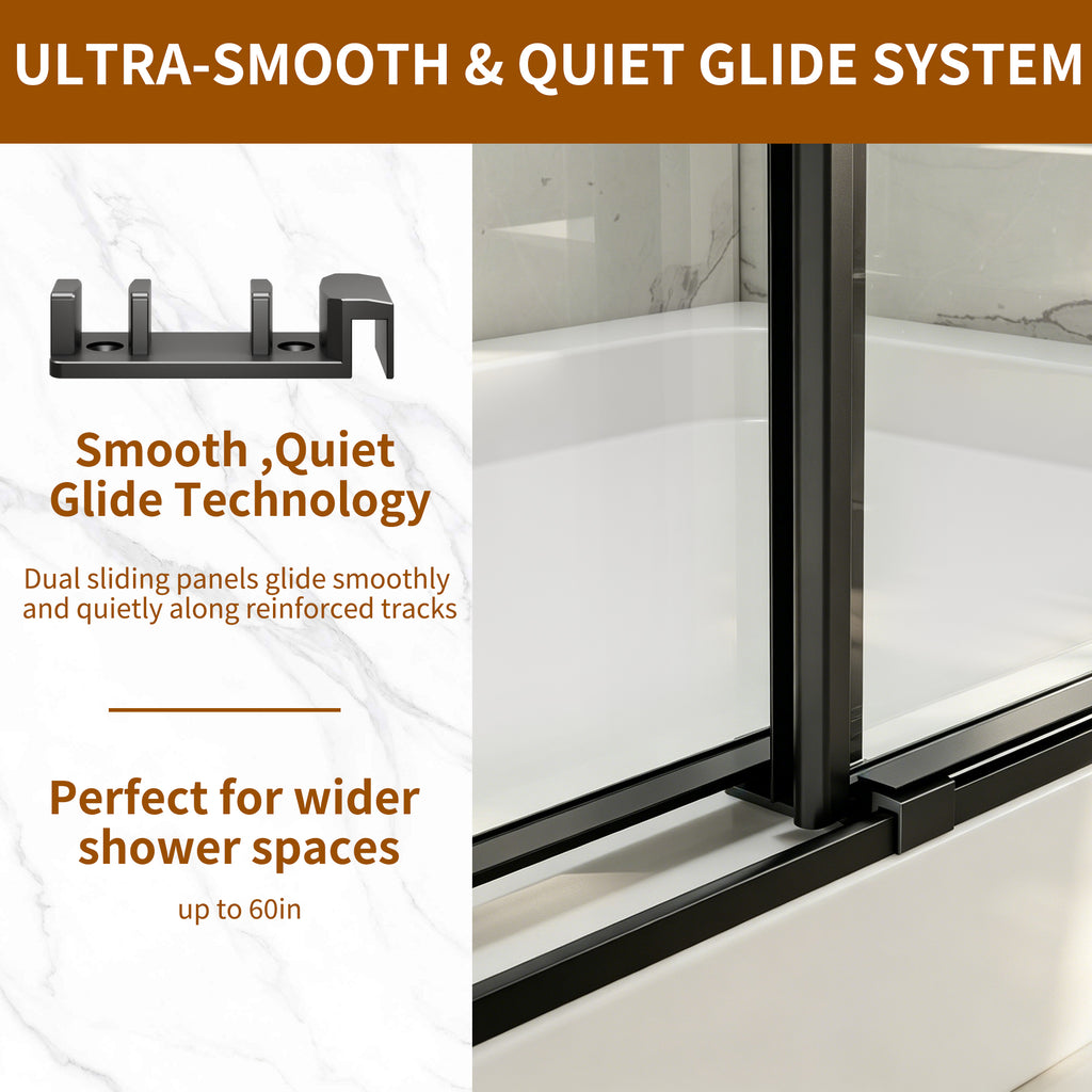 56-60"W x 76"H Glass Shower Doors for Walk in Shower