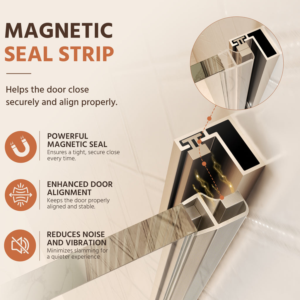 48"Wx70"H Frameless Pivot Shower Door, Brushed Nickel