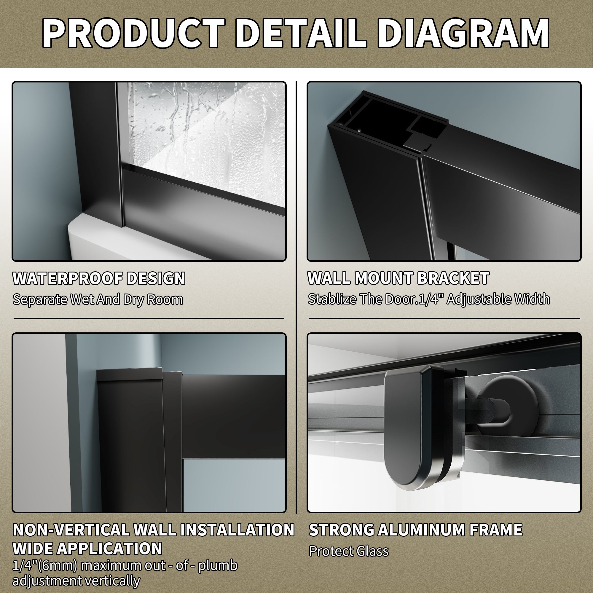 36"W x 36"D x 71"H Coner Shower Enclosure with Frame