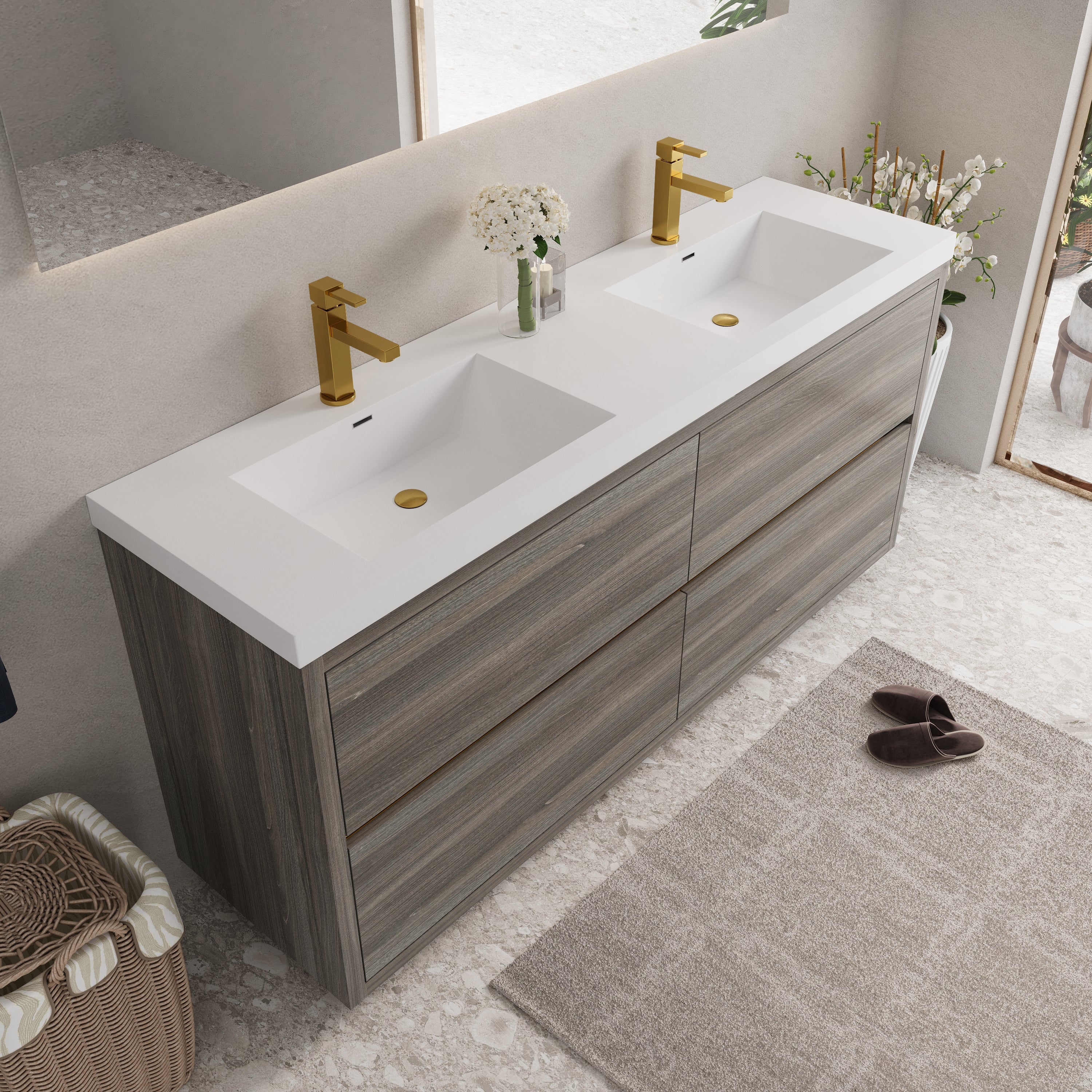 72 Inch Freestanding Vanity with Double Sinks