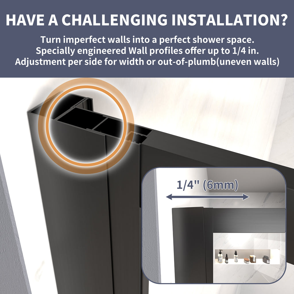 44-48"W x 70"H Trifold Sliding Shower Door