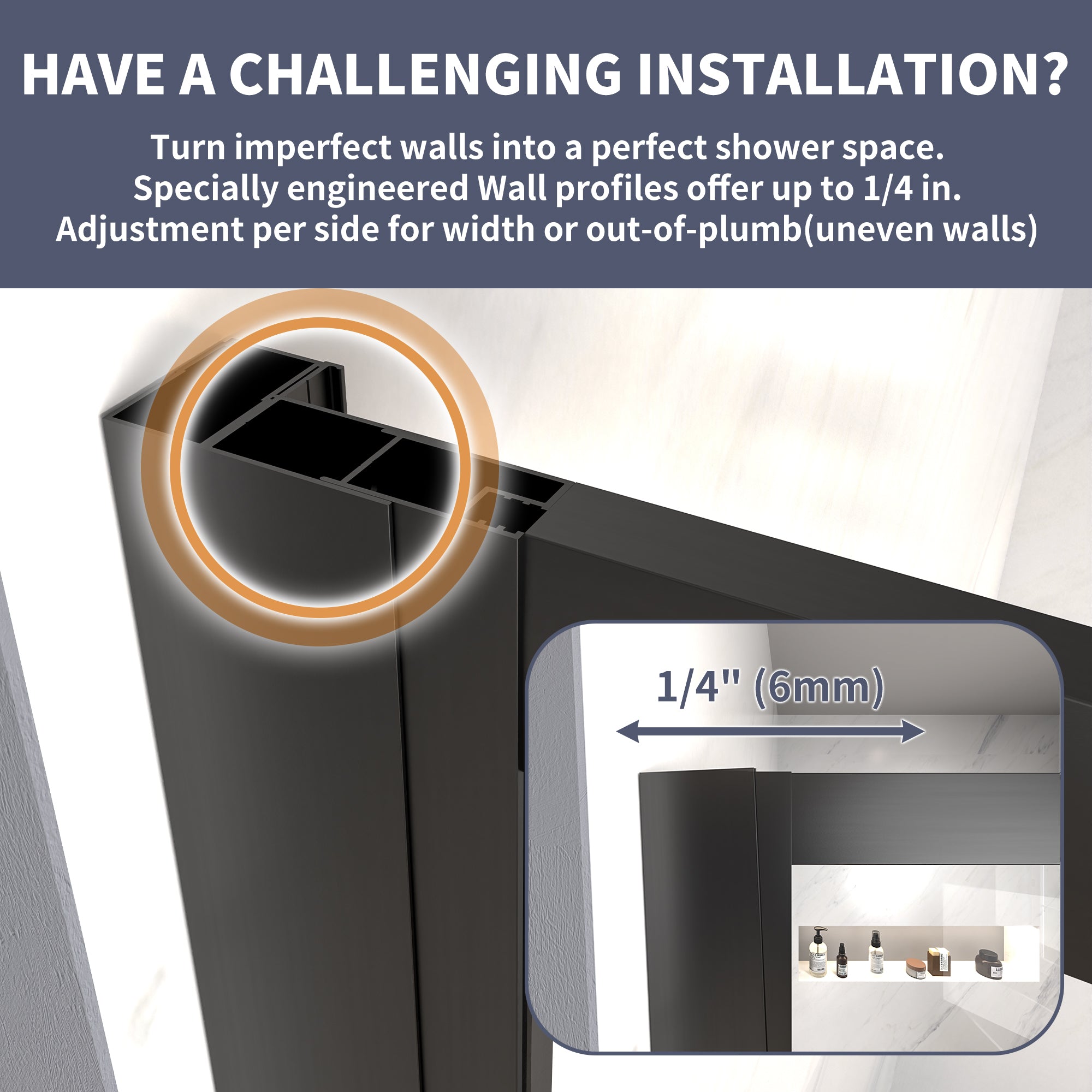 44-48"W x 70"H Trifold Sliding Shower Door