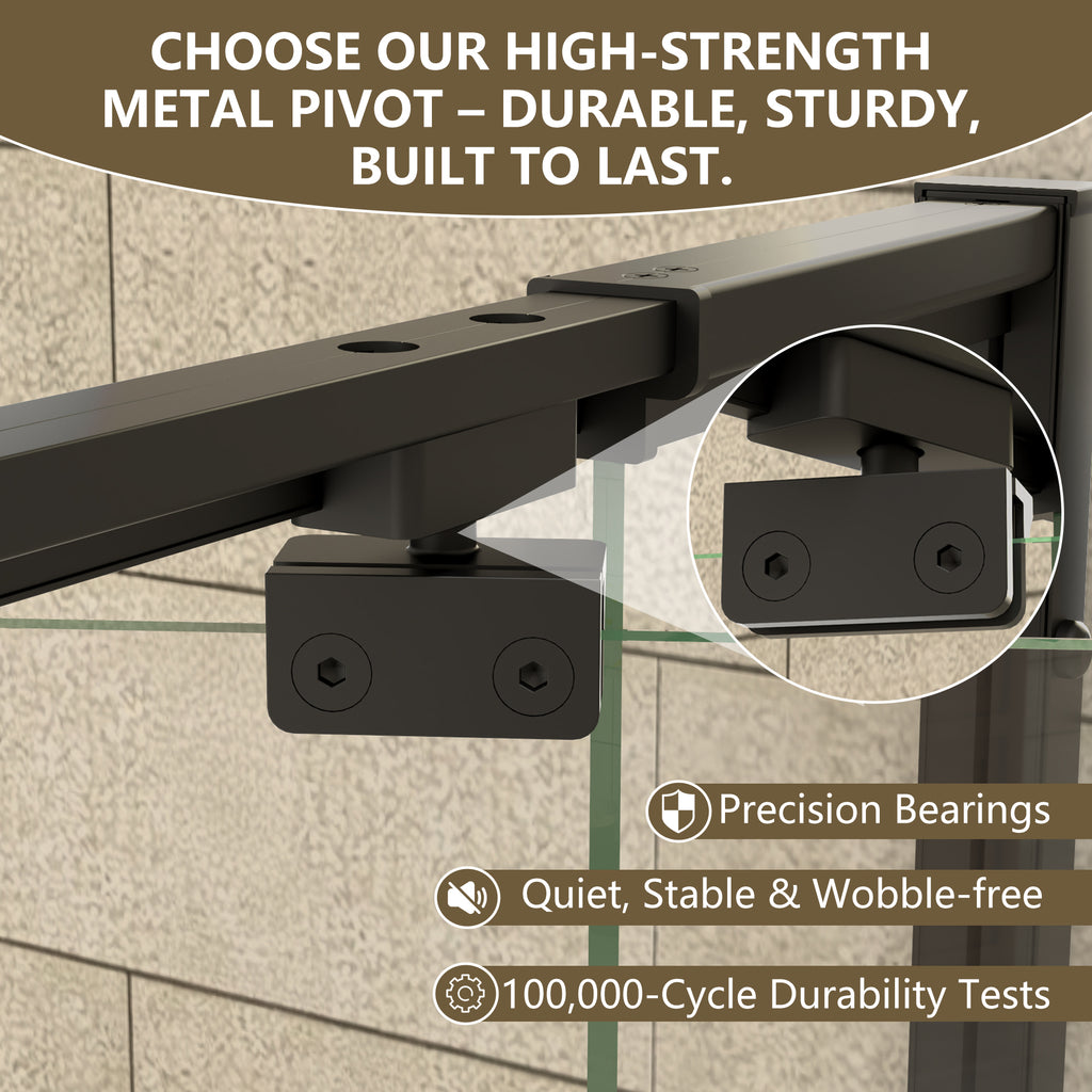 48"Wx35“Dx71”H Matte Black Semi-Frameless Shower Enclosure,1/4" Tempered Glass