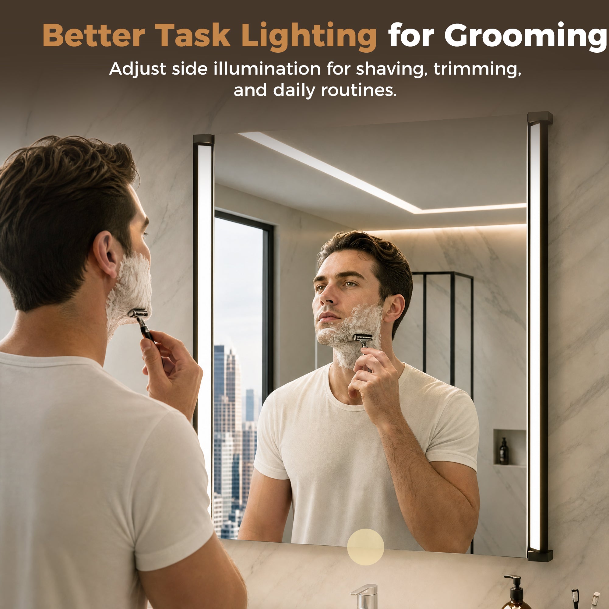 32"Wx24"H LED Vanity Mirror, 270° Rotatable LED Arms