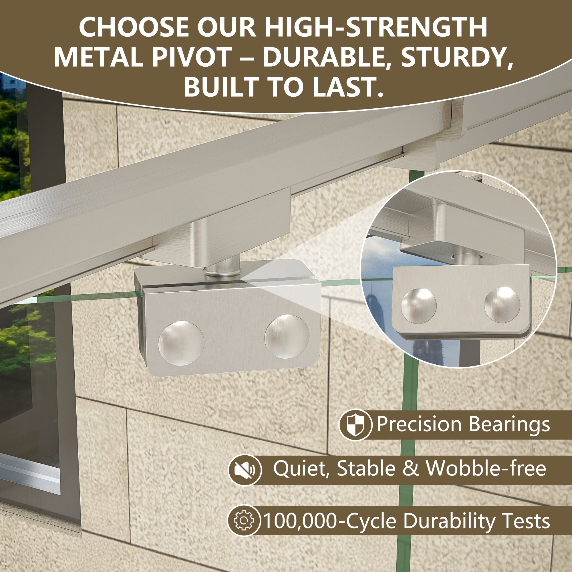 48"Wx35”Dx71“H Brushed Nickel Semi-Frameless Shower Enclosure,1/4" Tempered Glass