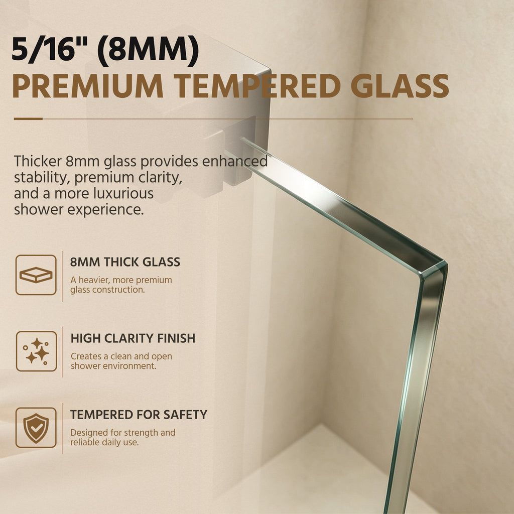 48" Frameless Sliding Shower Door Open-Top Design
