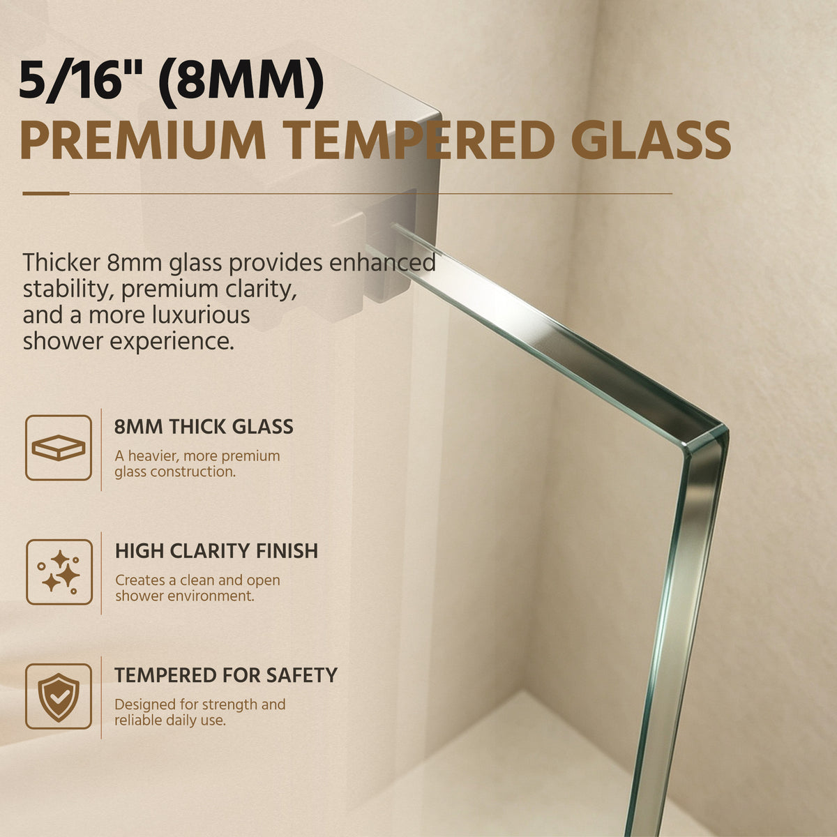 48" Frameless Sliding Shower Door Open-Top Design