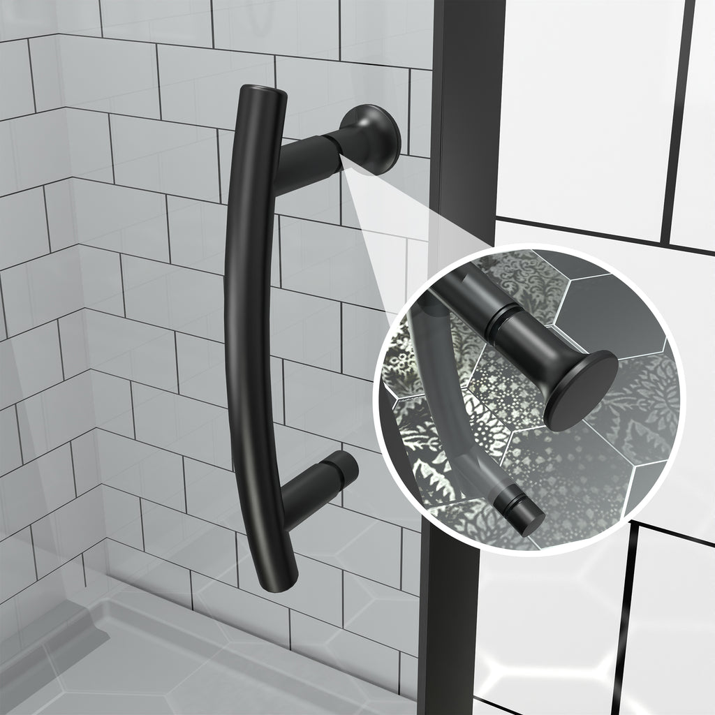 44-48" W x 71" H Matte Black Pivot Shower Door, 1/4"SGCC Tempered Glass