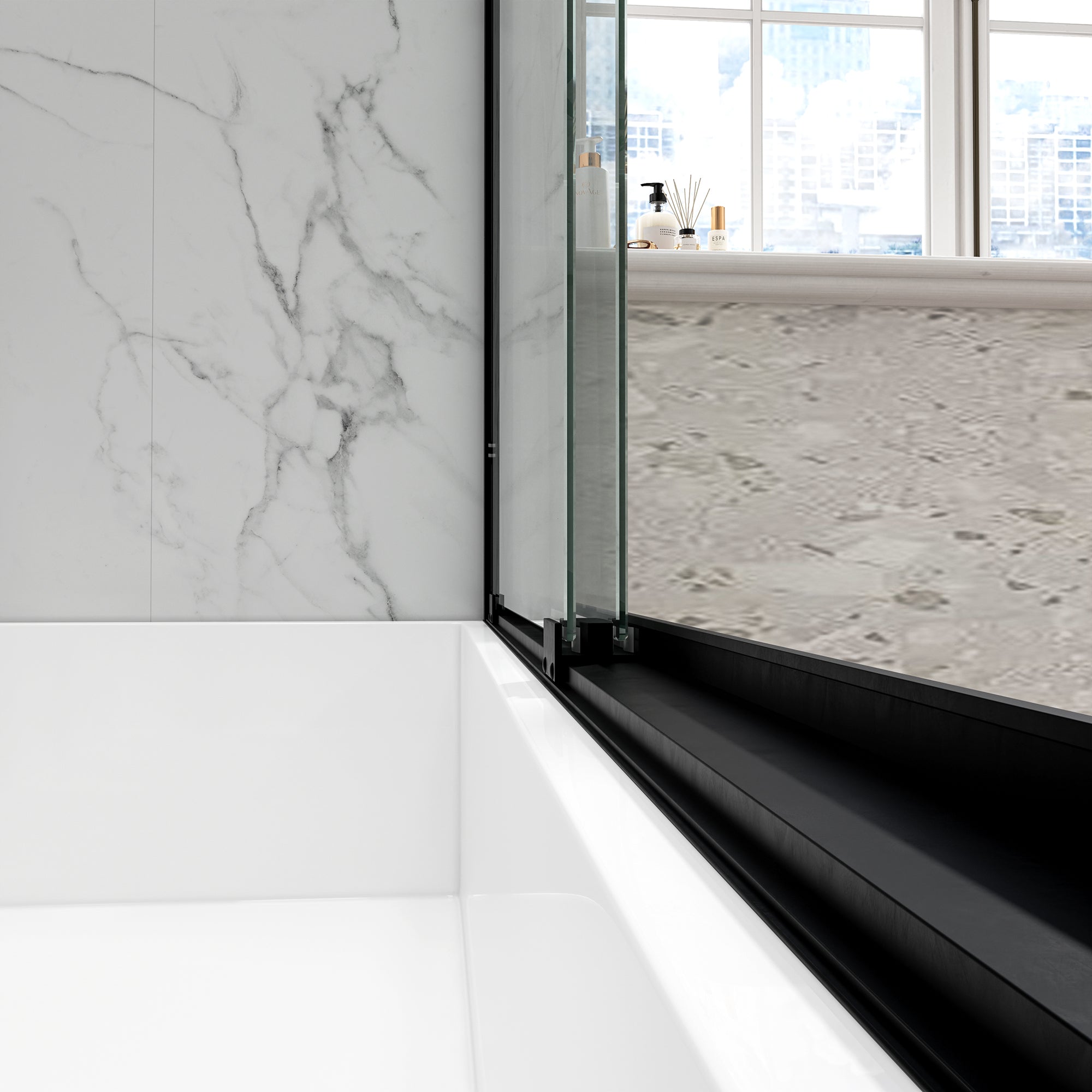 55-60"W x 60"H Bypass Bathtub Sliding Shower Door with Frame
