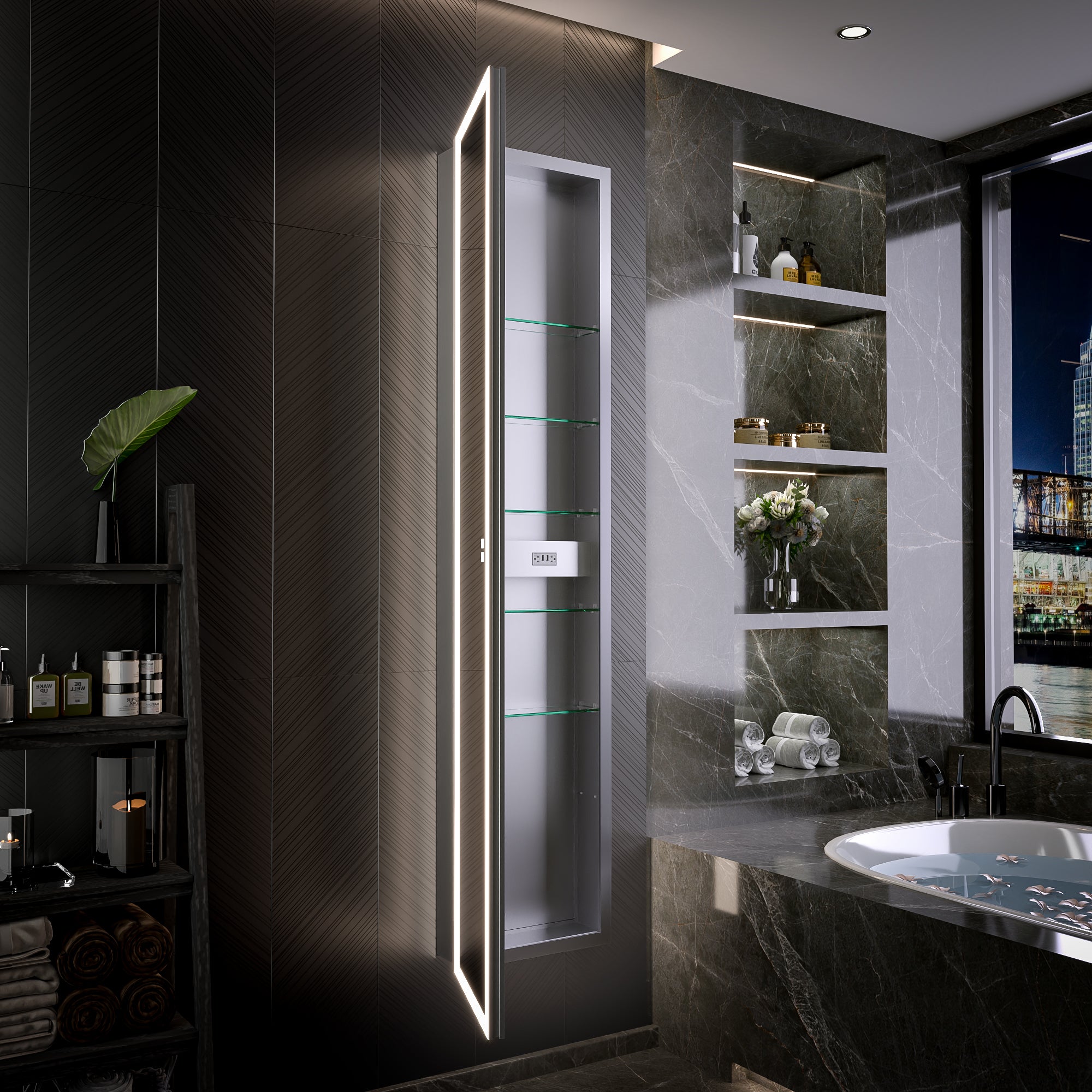 16 X 70 Full Body Lighted Medicine Cabinet with Mirror