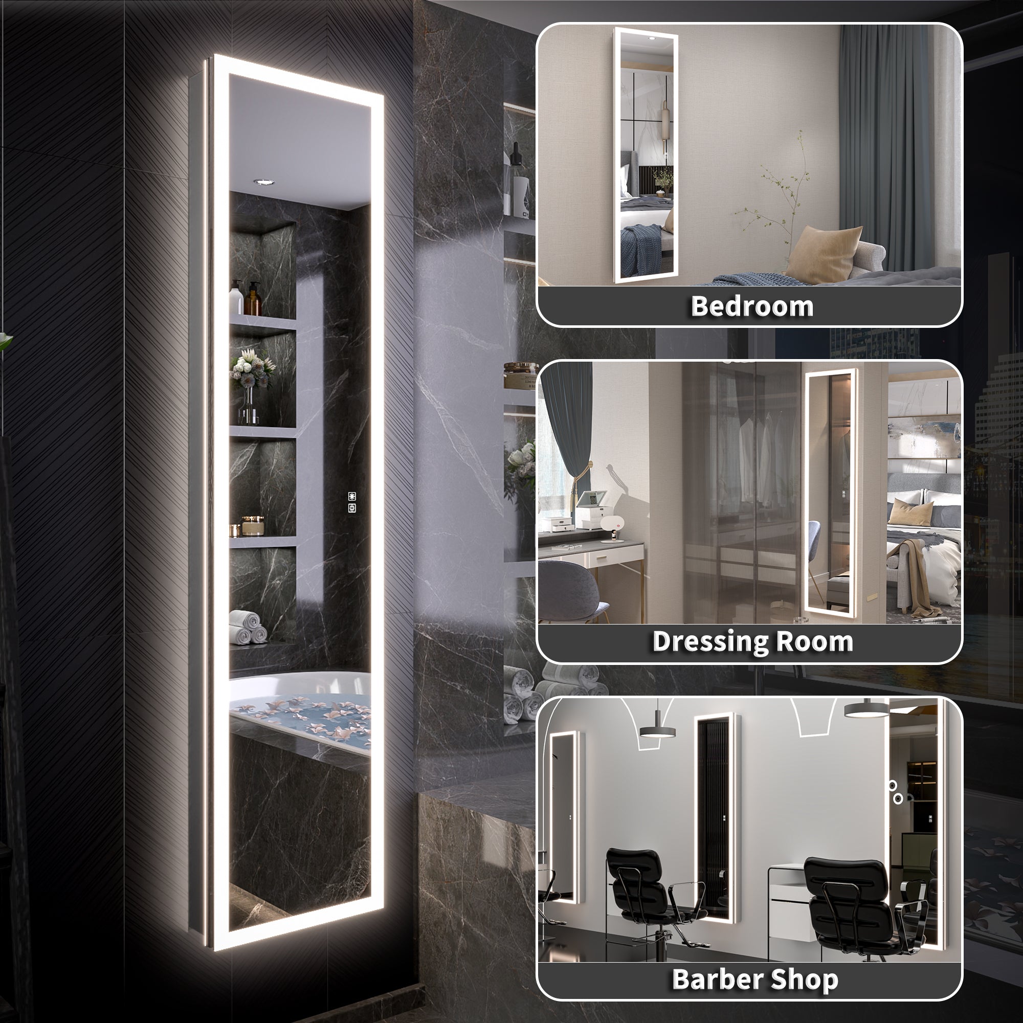 16 X 70 Full Body Lighted Medicine Cabinet with Mirror