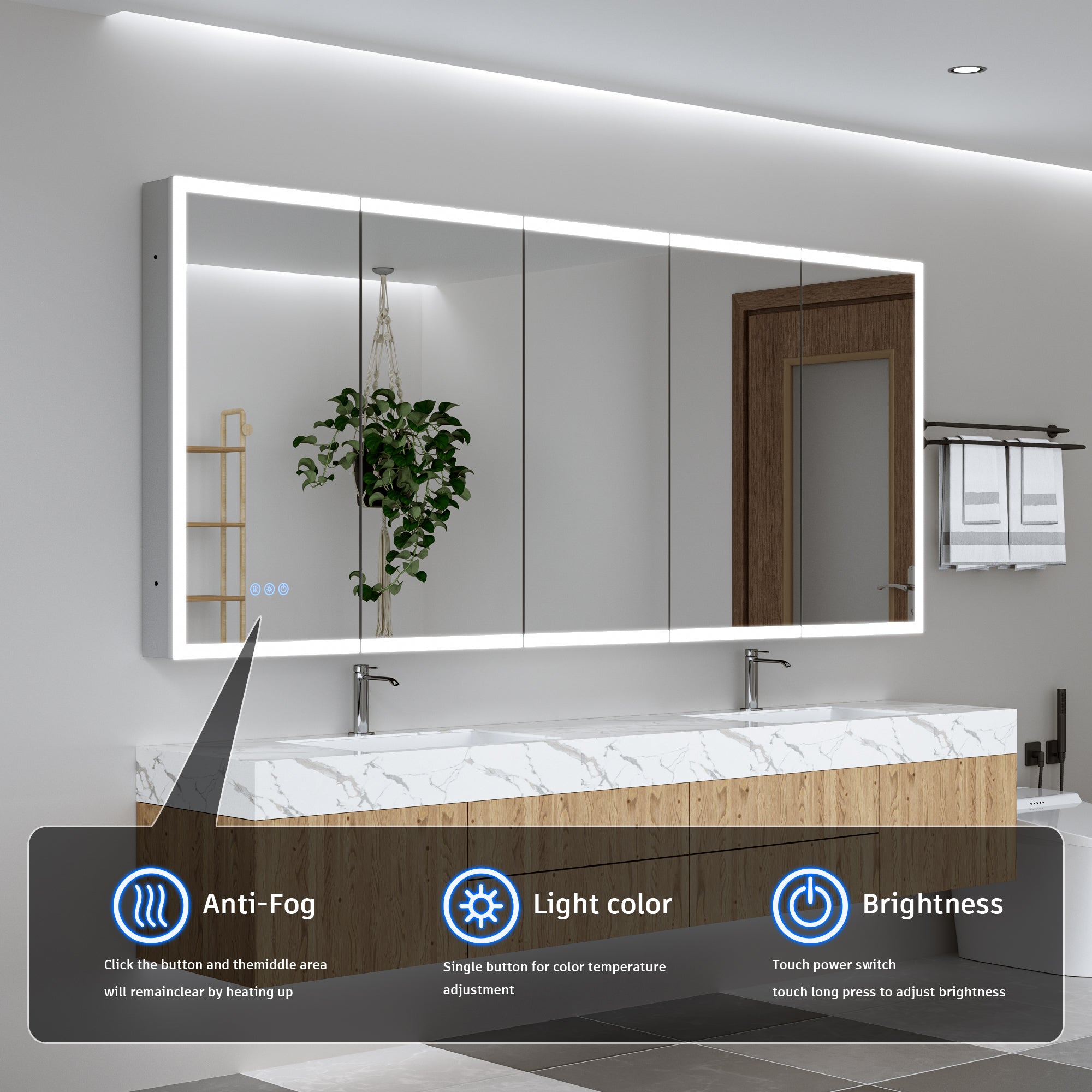 84x36 LED Medicine Cabinet with Mirror