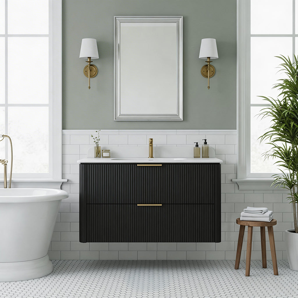 36-Inch Black Floating Bathroom Vanity with Sink
