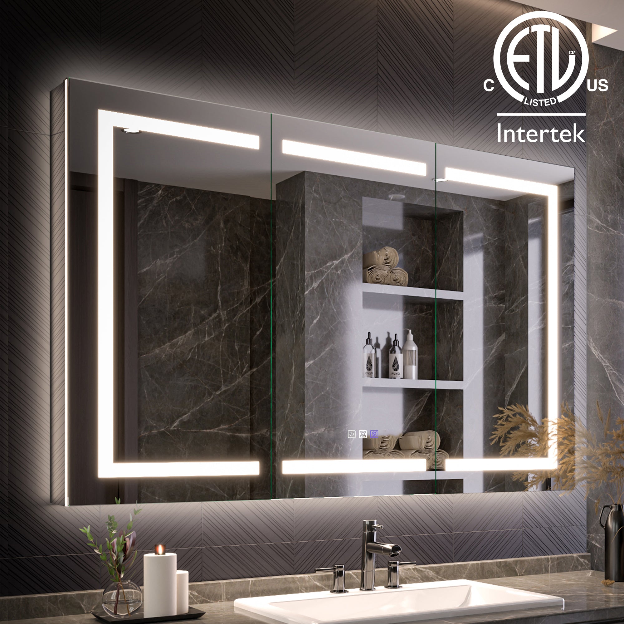54x36 Lighted Medicine Cabinet with Mirror