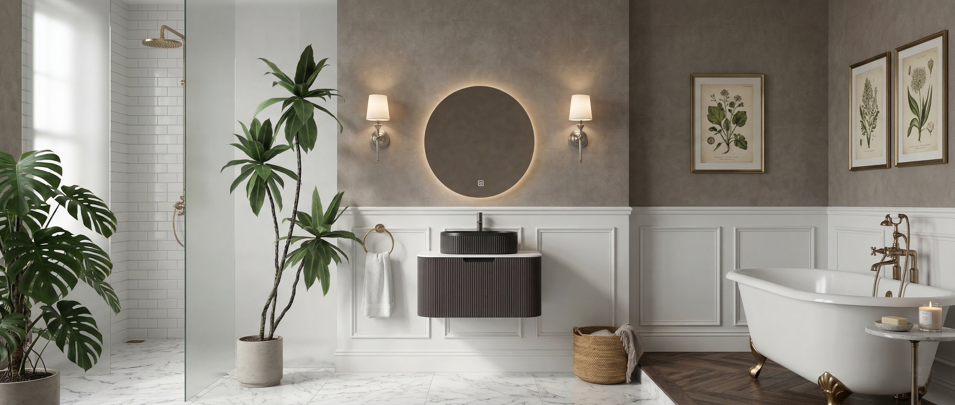Floating Bathroom Vanity with Black Ceramic Vessel Basin