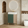 21.6" Green Small Freestanding Vanity with Sink-Left Handed Open