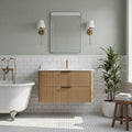 36-Inch Oak Floating Bathroom Vanity with Sink