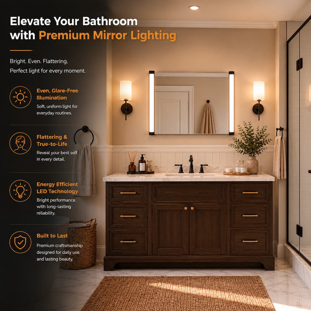 32"Wx24"H LED Vanity Mirror, 270° Rotatable LED Arms