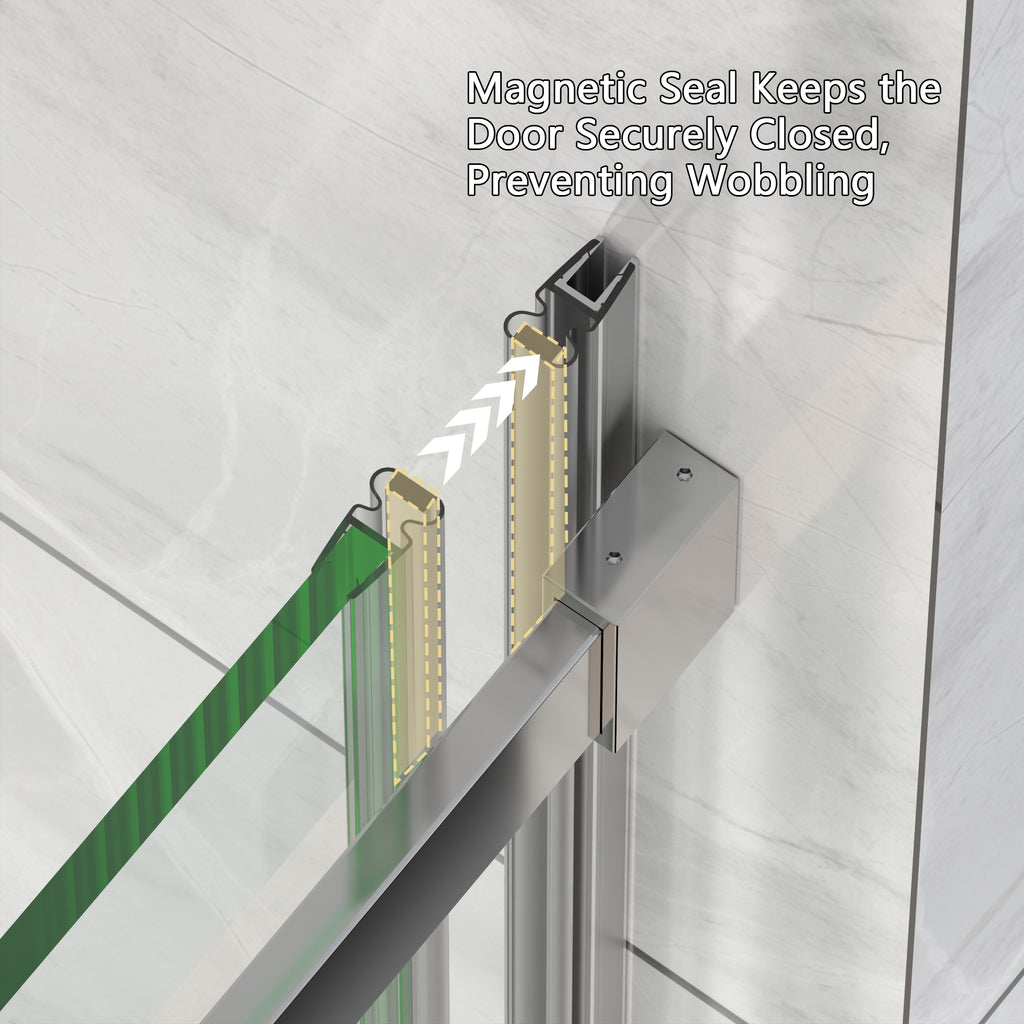 56-60" W x 58" H Frameless Chrome Shower Door for Bathtub