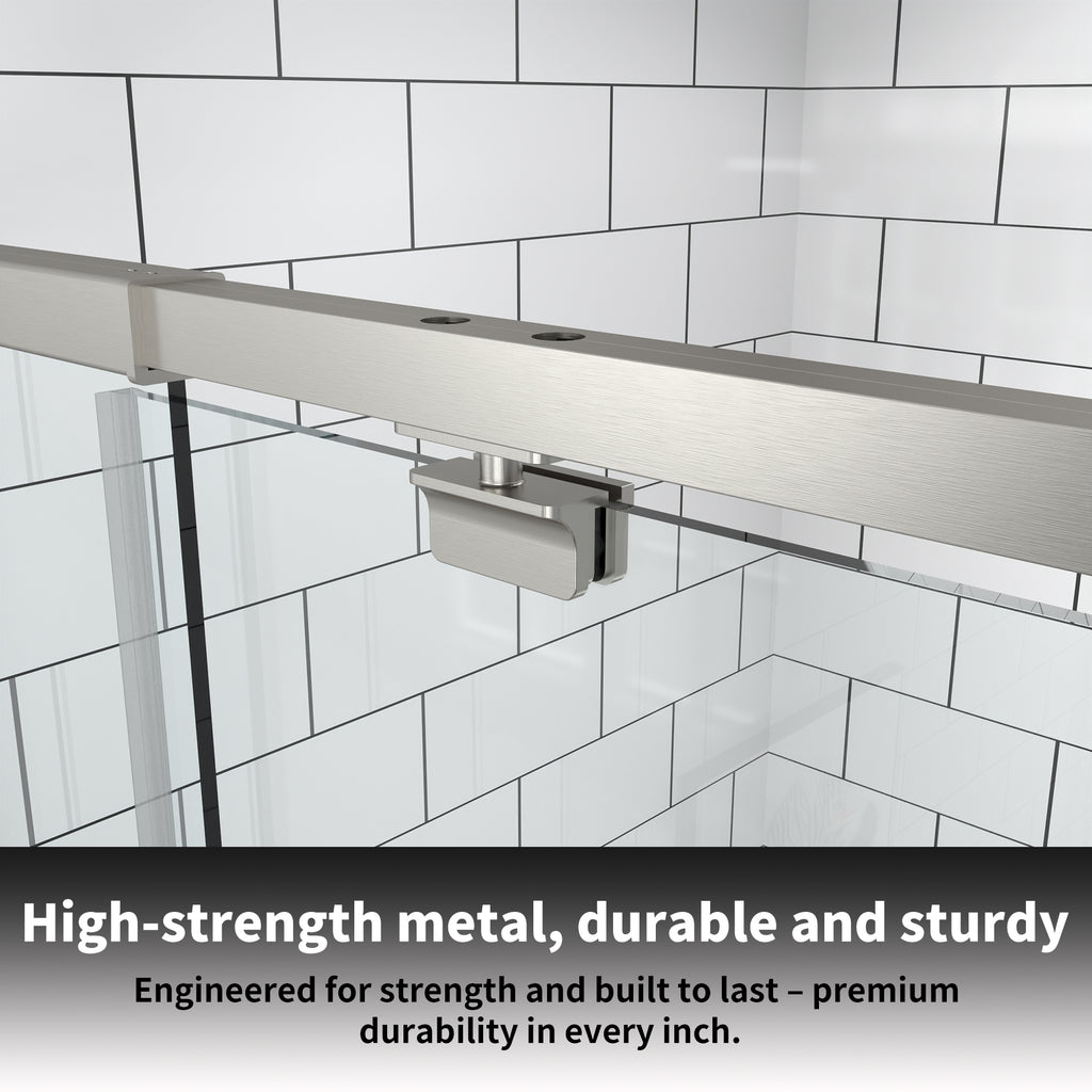 56–60" W x 71" H Brushed Nickel Pivot Shower Door, 1/4"SGCC Tempered Glass
