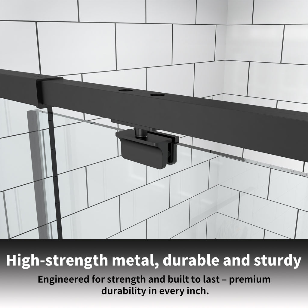 44-48" W x 71" H Matte Black Pivot Shower Door, 1/4"SGCC Tempered Glass