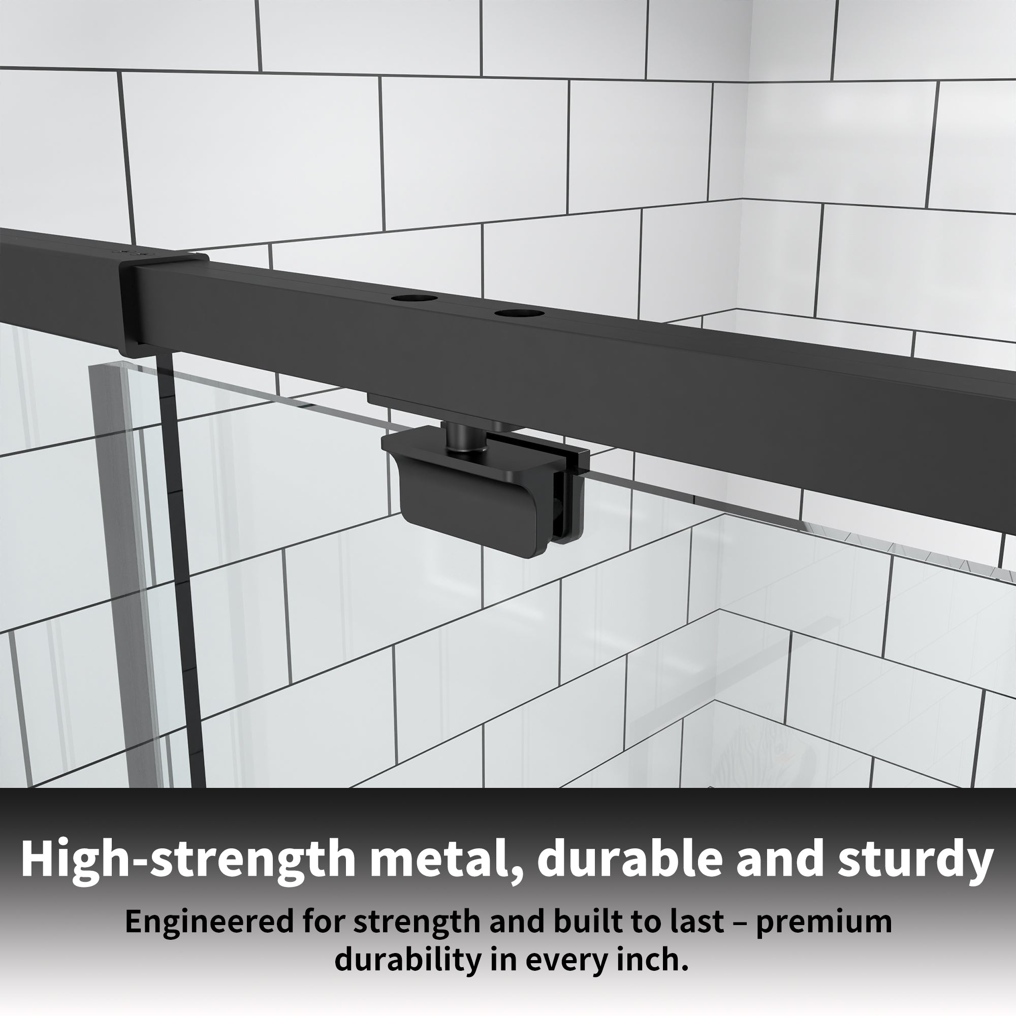 44-48" W x 71" H Matte Black Pivot Shower Door, 1/4"SGCC Tempered Glass