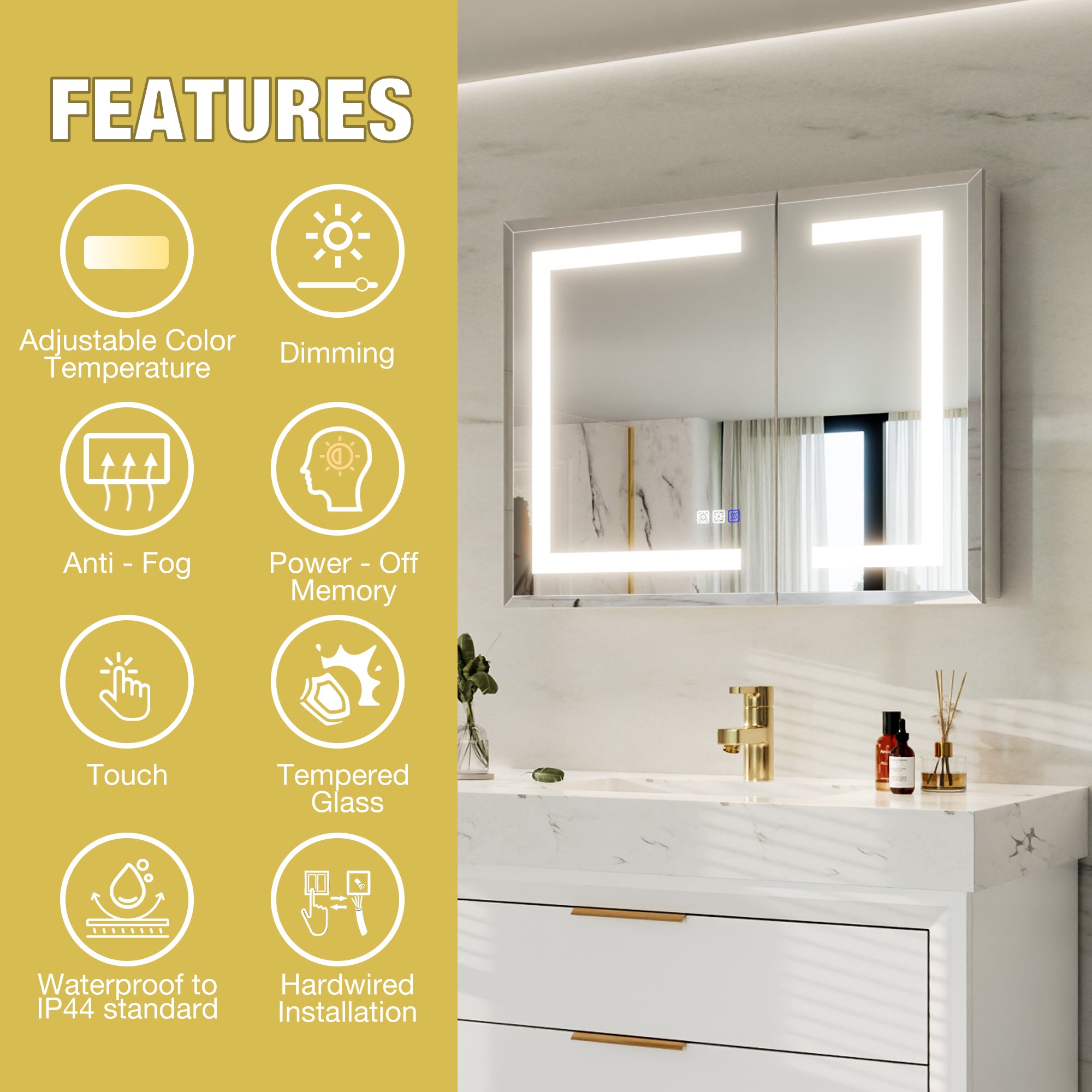 30"W x24"H Lighted Medicine Cabinet