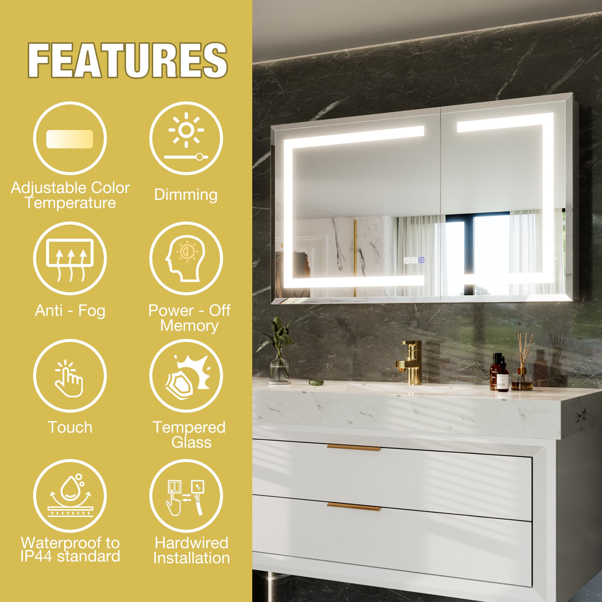 40"W x24"H Lighted Medicine Cabinet