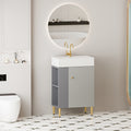 21.6" Gray Small Freestanding Vanity with Sink-RIght Handed Open