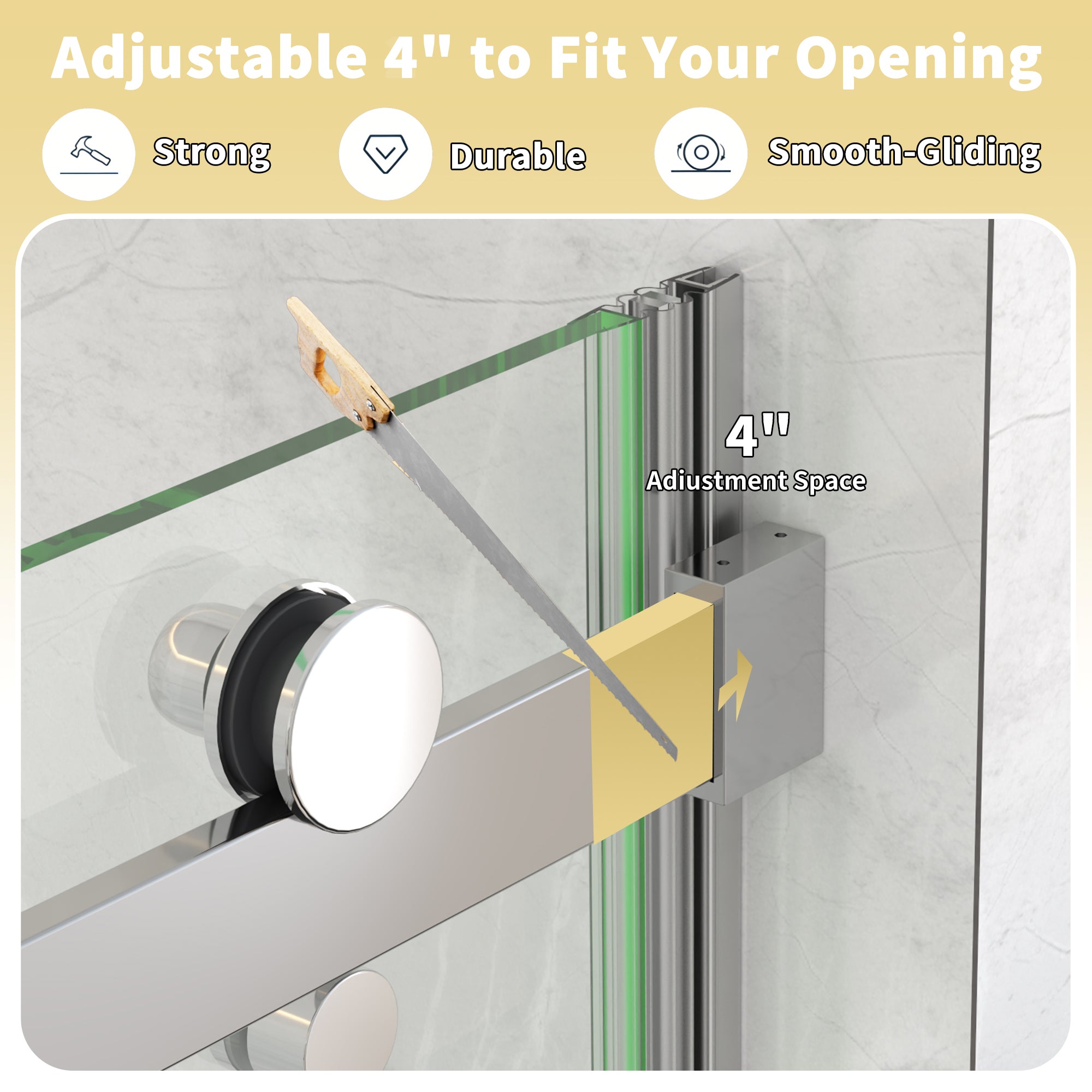 56-60" W x 58" H Frameless Chrome Shower Door for Bathtub