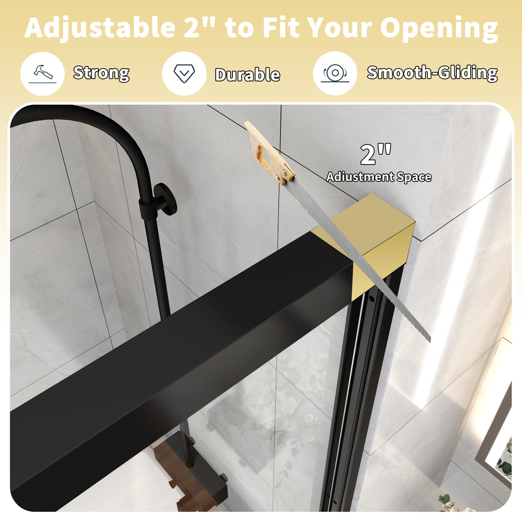 58-60"W x 58"H Bypass Black Shower Door for Bathtub
