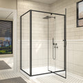 48"Wx35“Dx71”H Matte Black Semi-Frameless Shower Enclosure,1/4" Tempered Glass