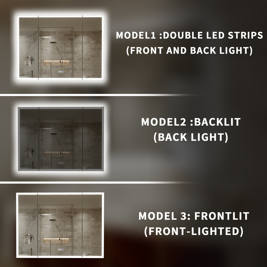 3-Panel Foldable Bathroom LED Mirror with Magnifier