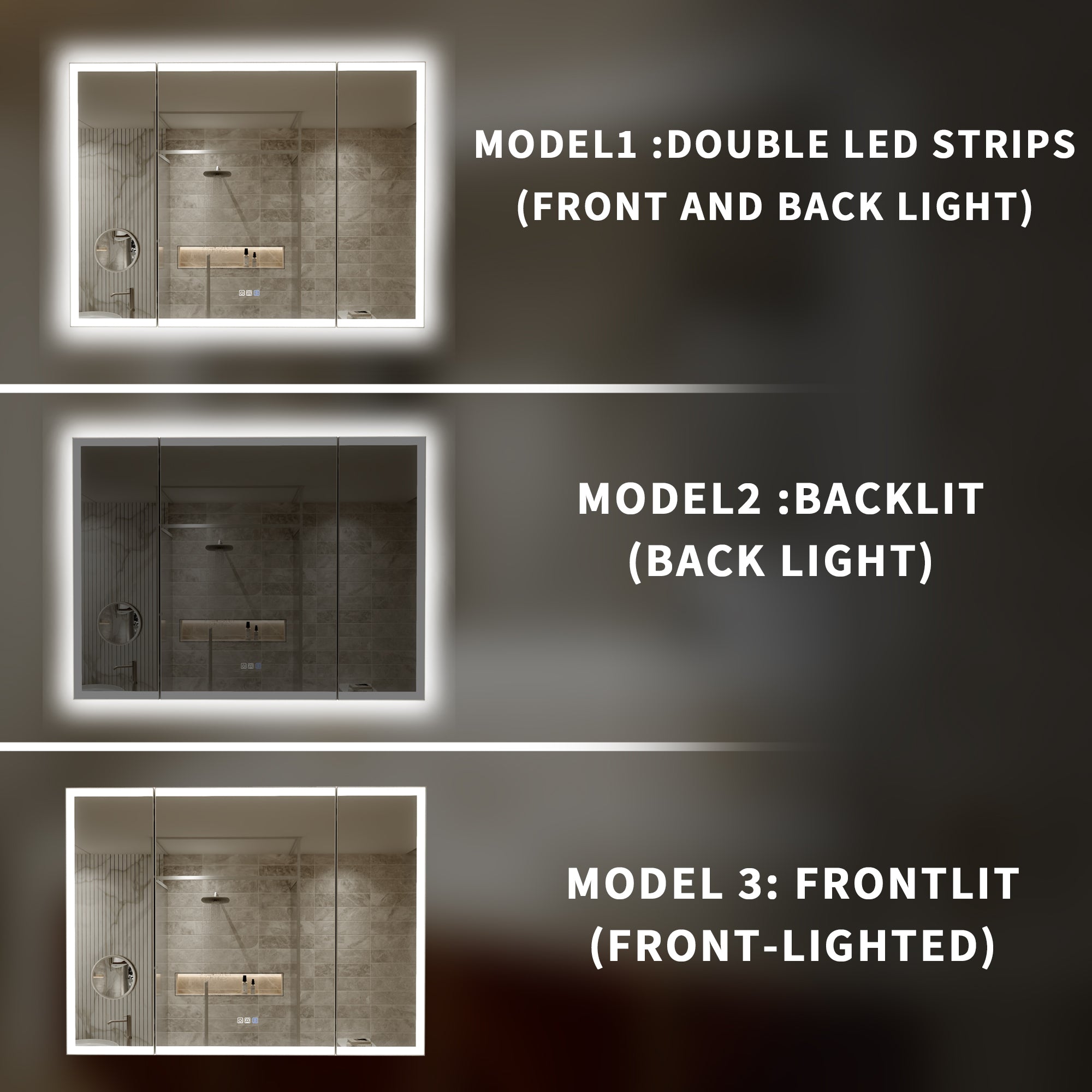 3-Panel Foldable Bathroom LED Mirror with Magnifier