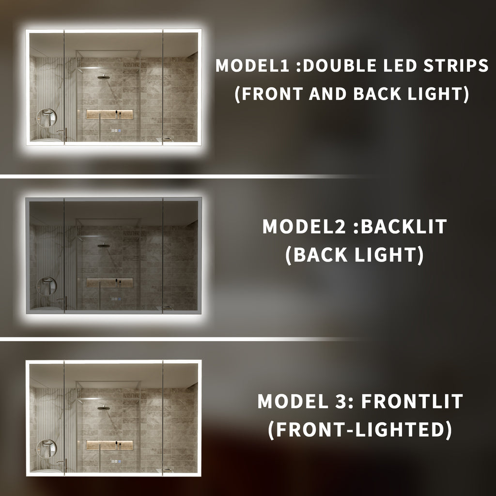 54x36 Lighting Trifold Bathroom Mirror with Magnifier