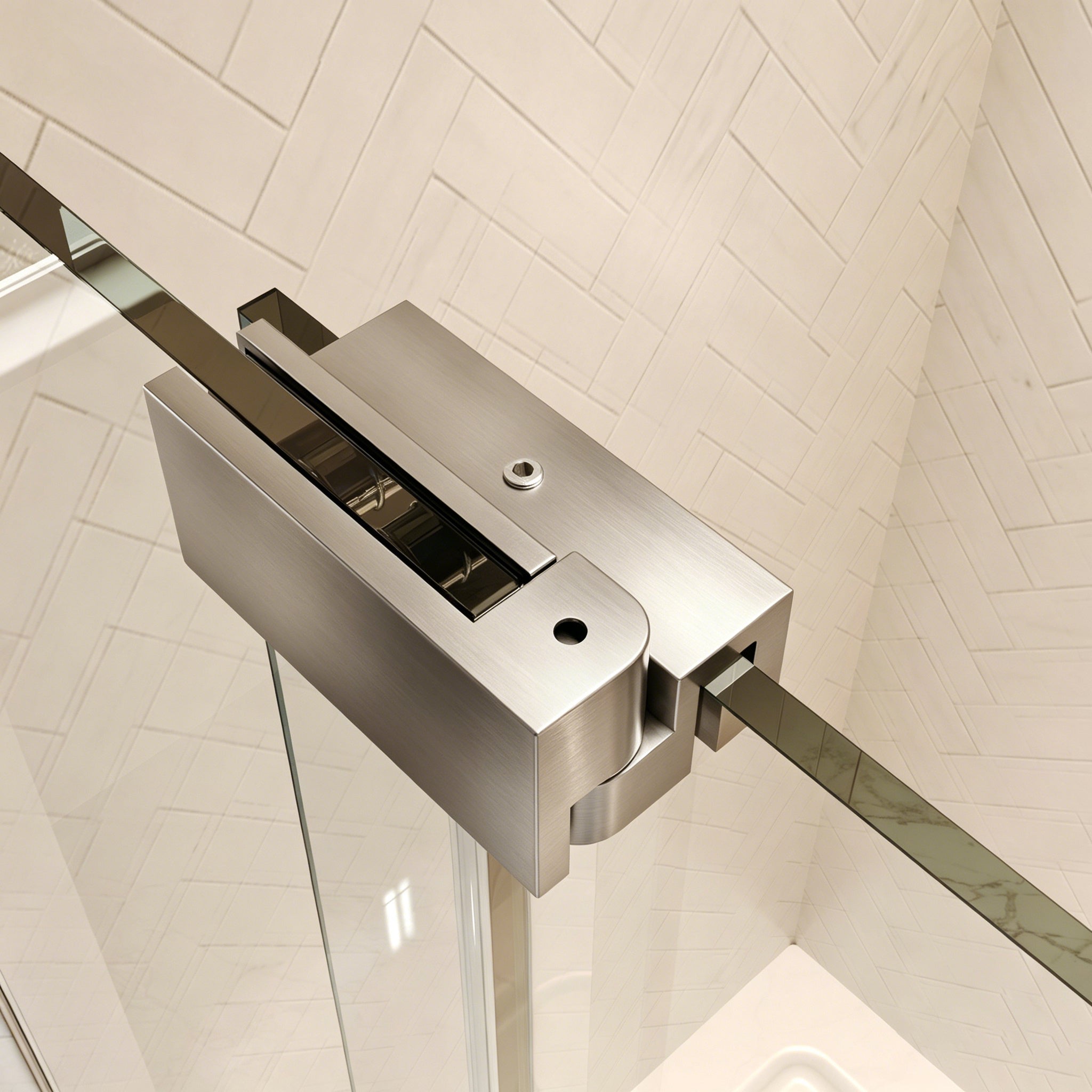 36"Wx70"H Frameless Pivot Shower Door, Brushed Nickel