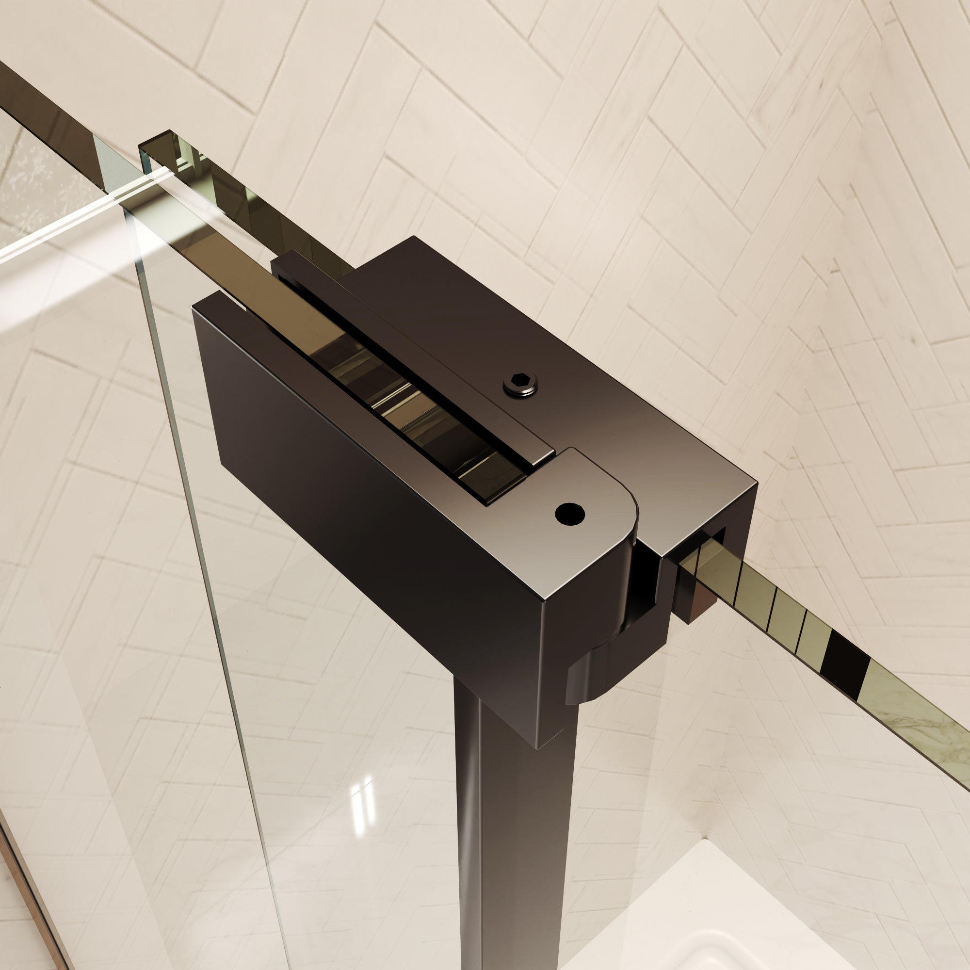 48"Wx70"H Frameless Pivot Shower Door, Matte Black