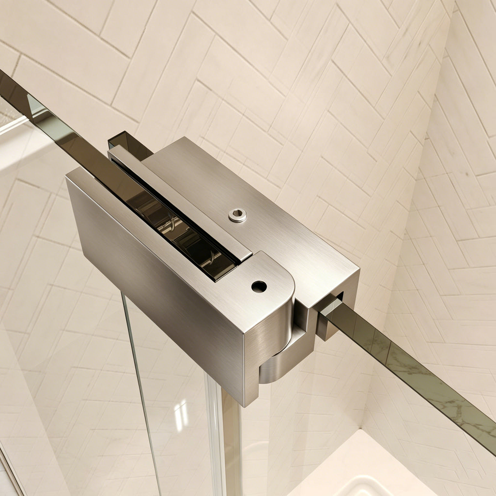48"Wx70"H Frameless Pivot Shower Door, Brushed Nickel