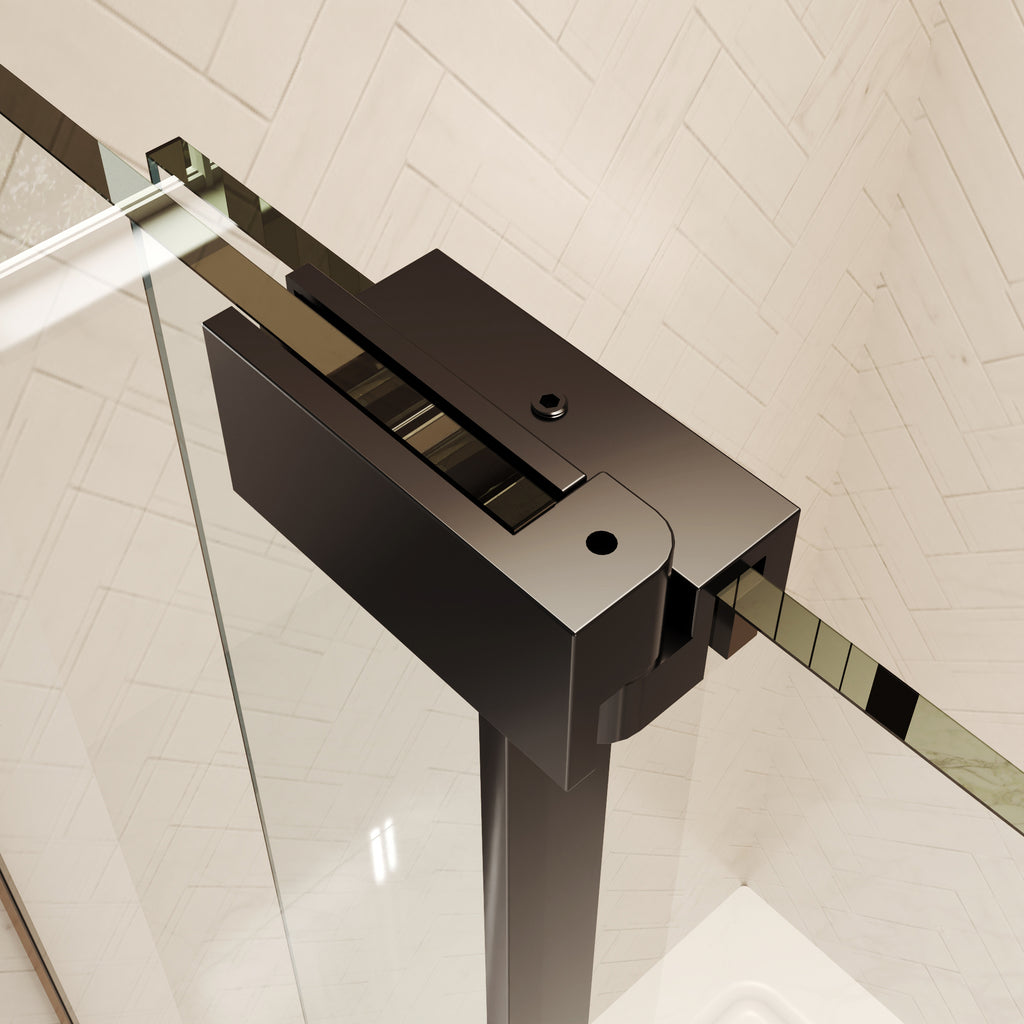 60"Wx70"H Frameless Pivot Shower Door, Matte Black