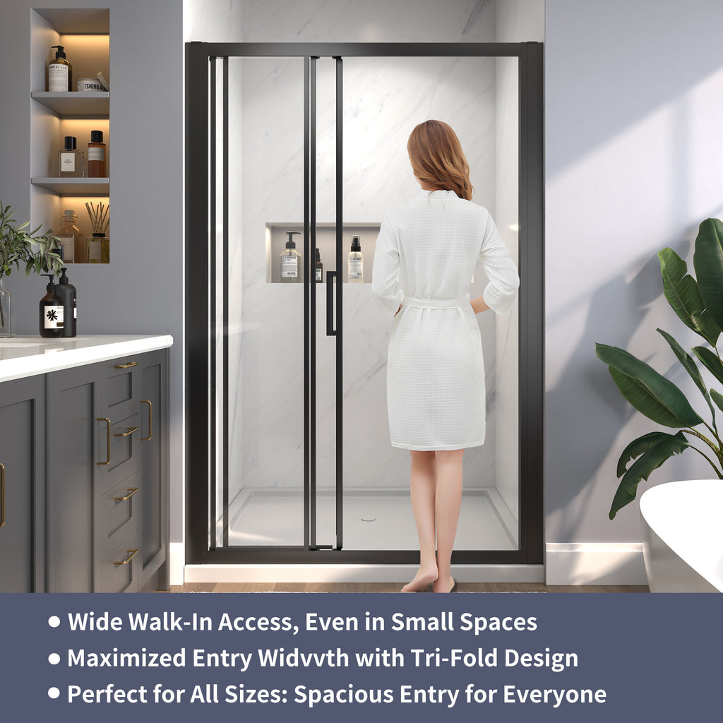 44-48"W x 70"H Trifold Sliding Shower Door