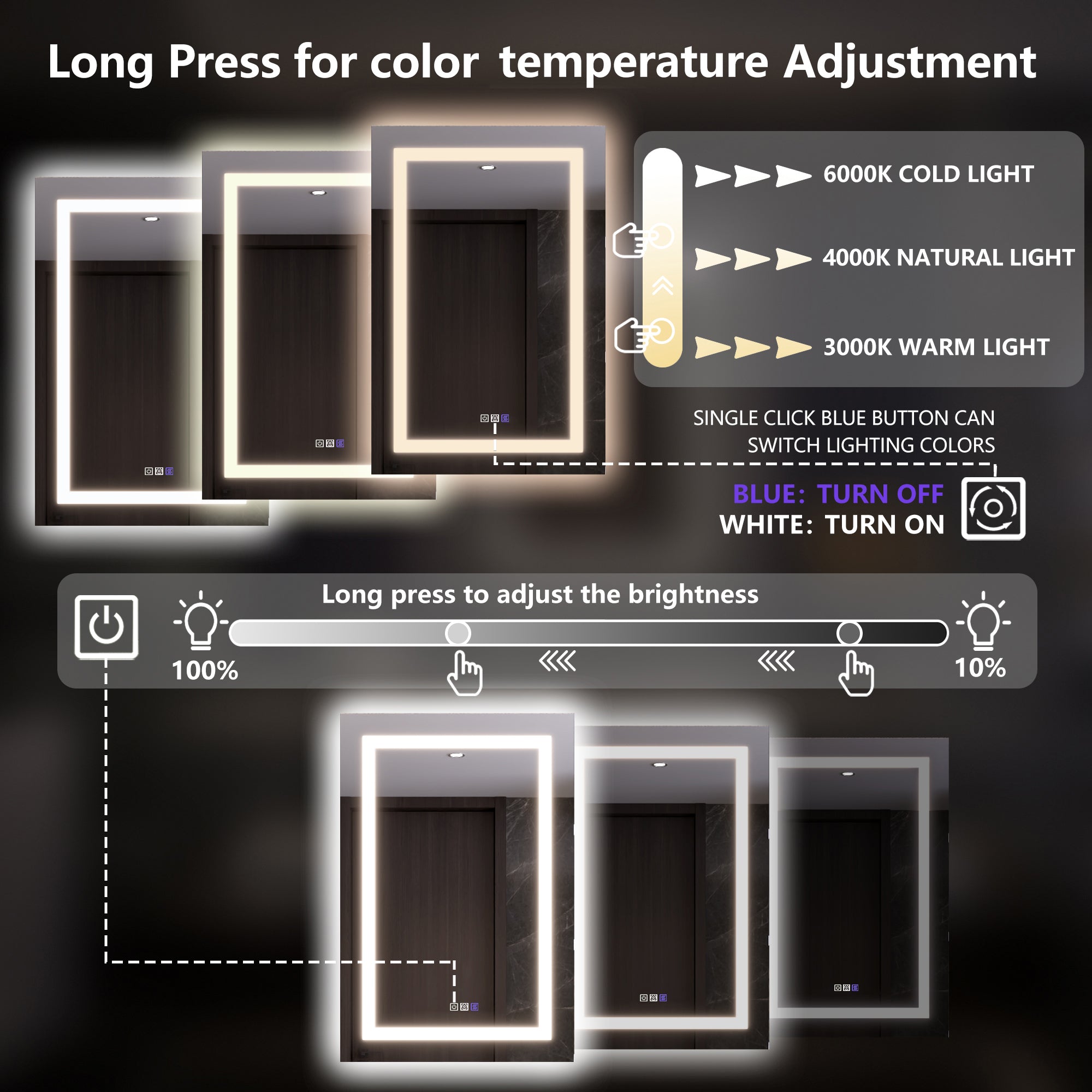 LED Smart Medicine Cabinet with Mirror