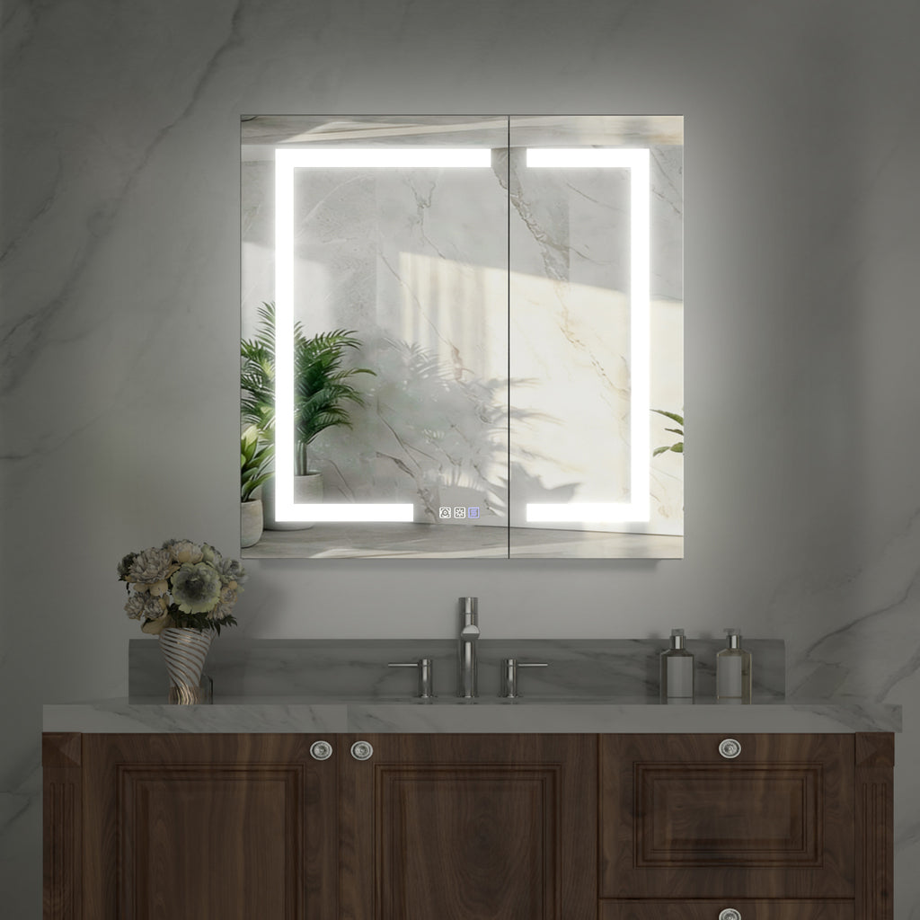 30x30 LED Medicine Mirror Cabinet with Mirror